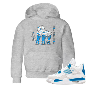 4s Military Blue shirts to match jordans Devil Babies sneaker match tees Air Jordan 4 Military Blue SNRT Sneaker Release Tees Youth Baby Heather Grey 1 crew neck shirts