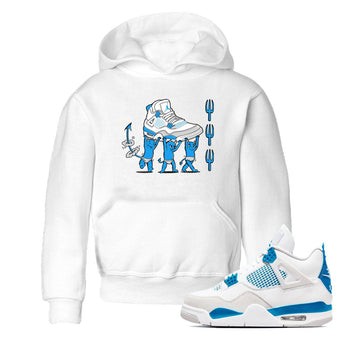 4s Military Blue shirts to match jordans Devil Babies sneaker match tees Air Jordan 4 Military Blue SNRT Sneaker Release Tees Youth Baby White 1 crew neck shirts