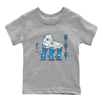 4s Military Blue shirts to match jordans Devil Babies sneaker match tees Air Jordan 4 Military Blue SNRT Sneaker Release Tees Youth Baby Heather Grey 2 crew neck shirts