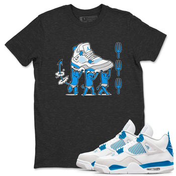 4s Military Blue shirts to match jordans Devil Babies sneaker match tees Air Jordan 4 Military Blue SNRT Sneaker Release Tees unisex cotton Charcoal Heather 1 crew neck shirts