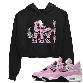 4s Retro Orchid shirts to match jordans Devil Babies sneaker match tees Air Jordan 4 WMNS Orchid match shoes to clothes SNRT Sneaker Tees unisex cotton Black 1 crop tee