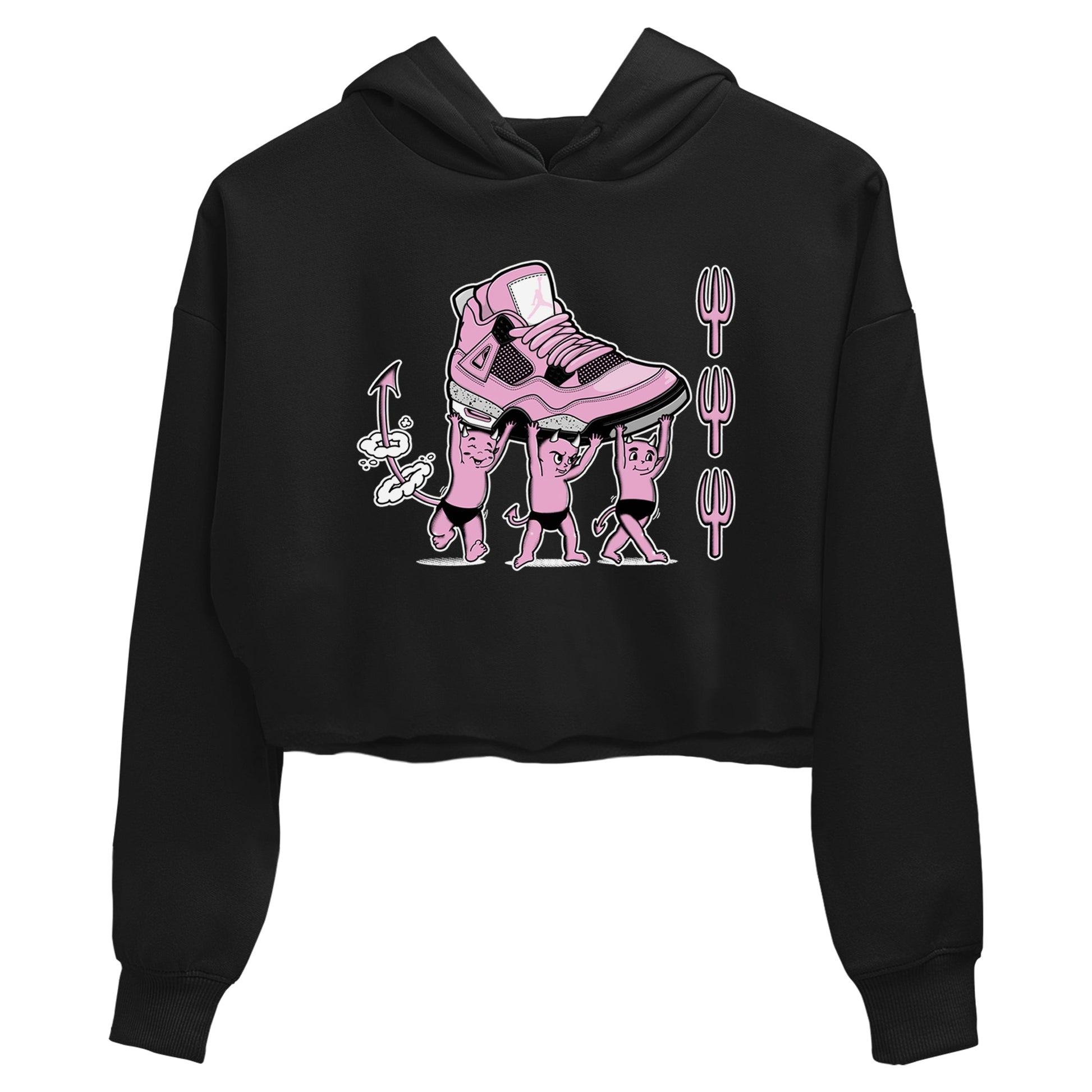 4s Retro Orchid shirts to match jordans Devil Babies sneaker match tees Air Jordan 4 WMNS Orchid match shoes to clothes SNRT Sneaker Tees unisex cotton Black 2 crop tee