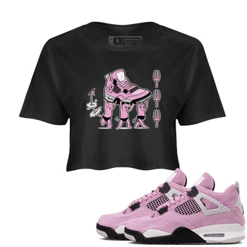 4s Retro Orchid shirts to match jordans Devil Babies sneaker match tees Air Jordan 4 WMNS Orchid match shoes to clothes SNRT Sneaker Tees unisex cotton Black 1 crop tee