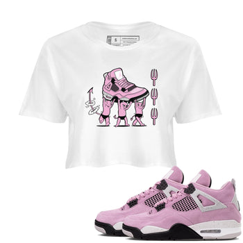 4s Retro Orchid shirts to match jordans Devil Babies sneaker match tees Air Jordan 4 WMNS Orchid match shoes to clothes SNRT Sneaker Tees unisex cotton White 1 crop tee