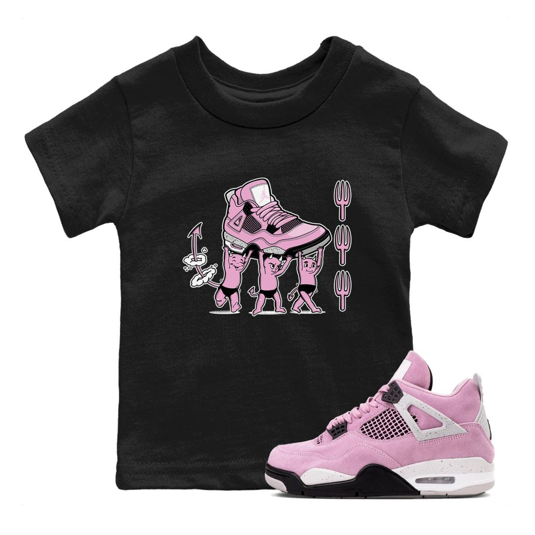 4s Retro Orchid shirts to match jordans Devil Babies sneaker match tees Air Jordan 4 WMNS Orchid match shoes to clothes SNRT Sneaker Tees Youth Baby Black 1 tee