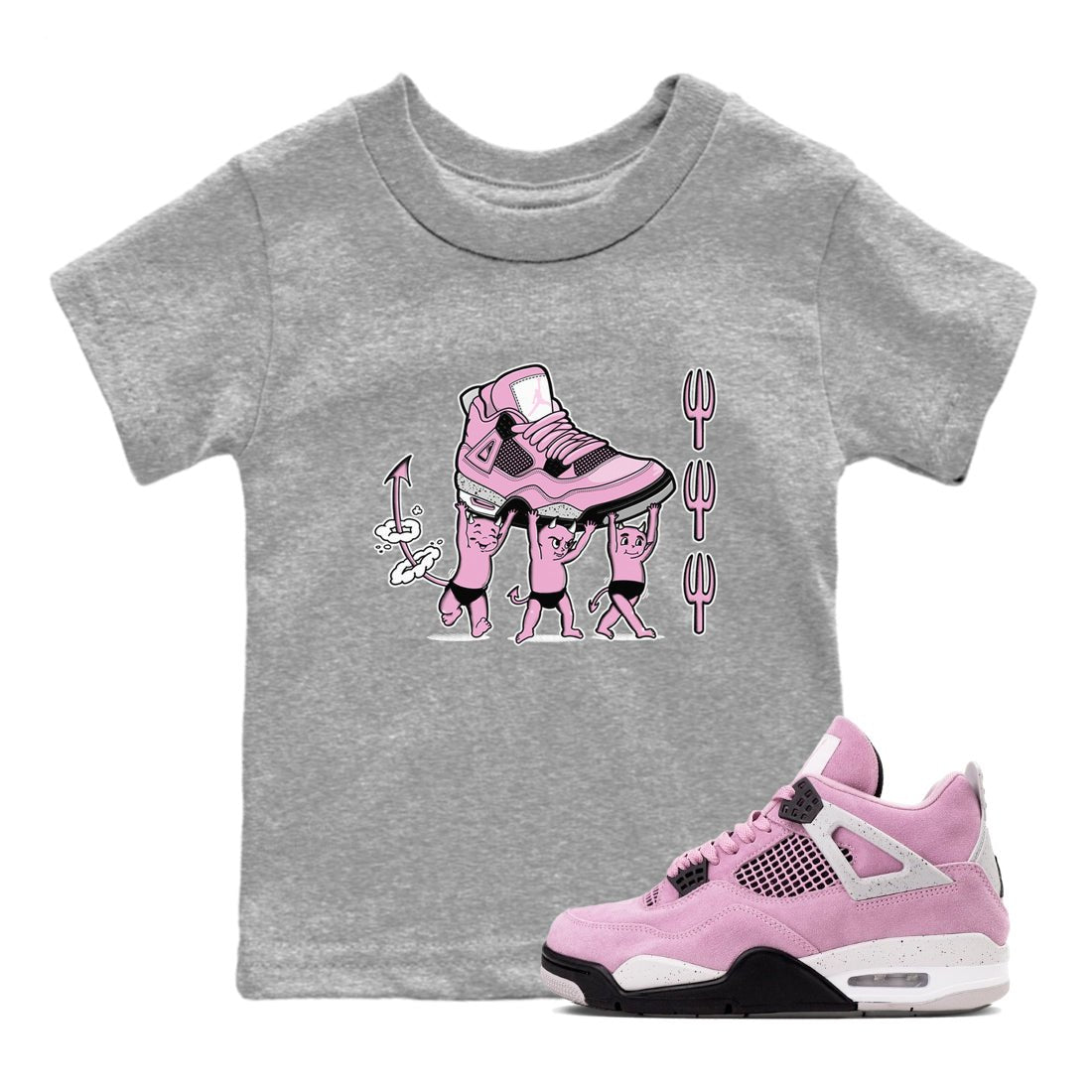 4s Retro Orchid shirts to match jordans Devil Babies sneaker match tees Air Jordan 4 WMNS Orchid match shoes to clothes SNRT Sneaker Tees Youth Baby Heather Grey 1 tee