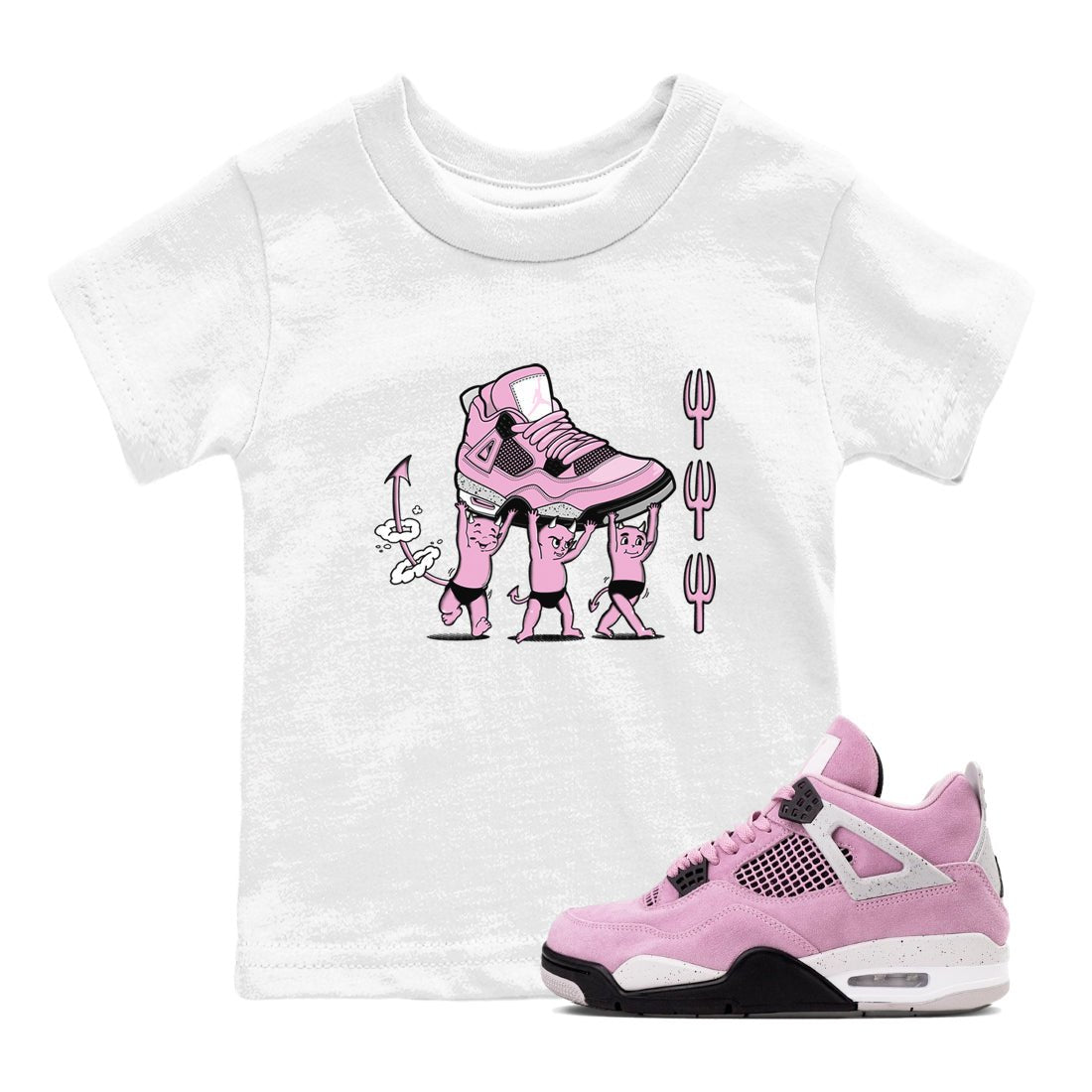 4s Retro Orchid shirts to match jordans Devil Babies sneaker match tees Air Jordan 4 WMNS Orchid match shoes to clothes SNRT Sneaker Tees Youth Baby White 1 tee
