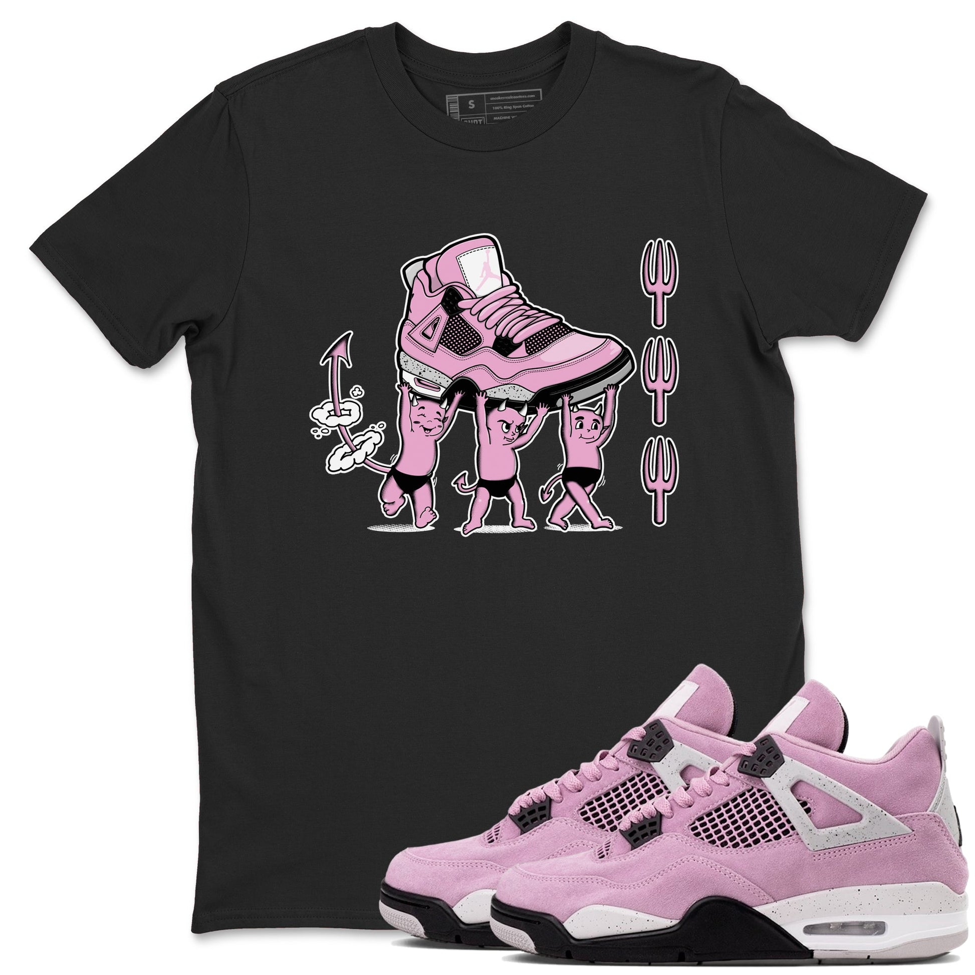 4s Retro Orchid shirts to match jordans Devil Babies sneaker match tees Air Jordan 4 WMNS Orchid match shoes to clothes SNRT Sneaker Tees unisex cotton Black 1 shirts
