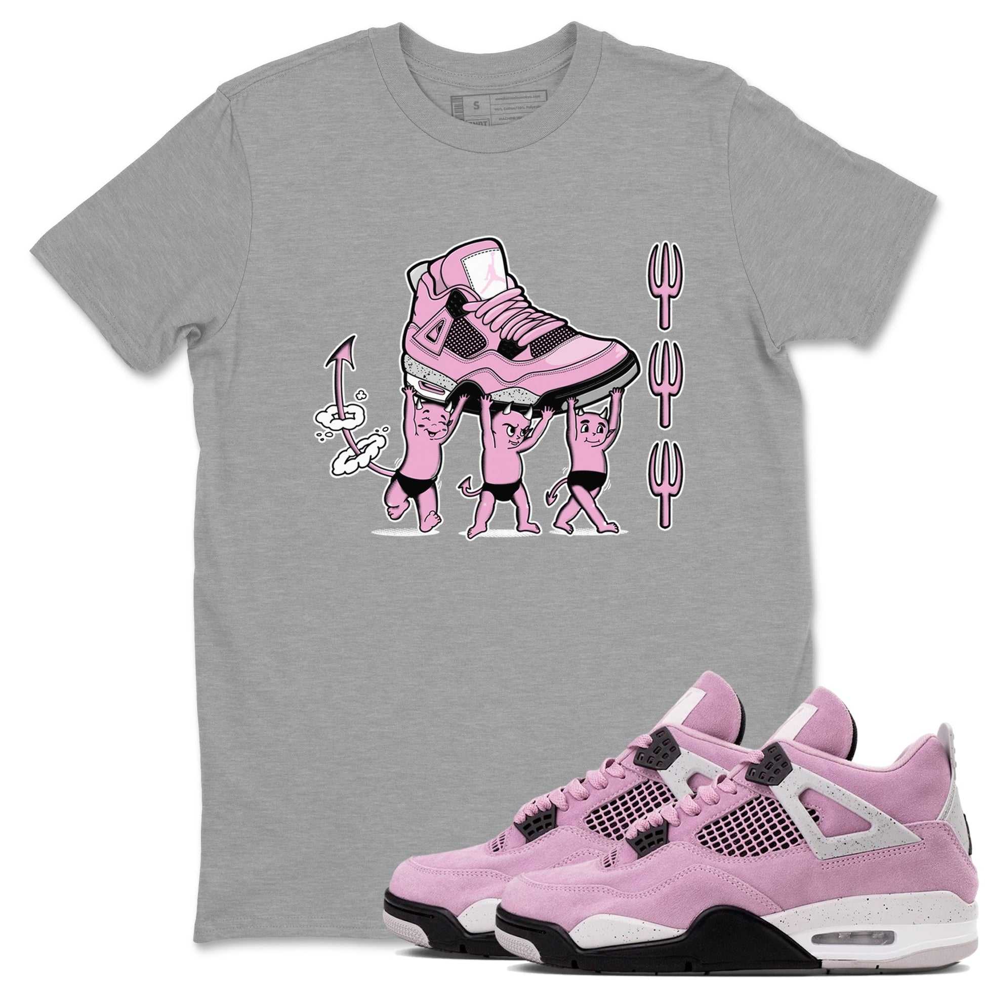 4s Retro Orchid shirts to match jordans Devil Babies sneaker match tees Air Jordan 4 WMNS Orchid match shoes to clothes SNRT Sneaker Tees unisex cotton Heather Grey 1 shirts