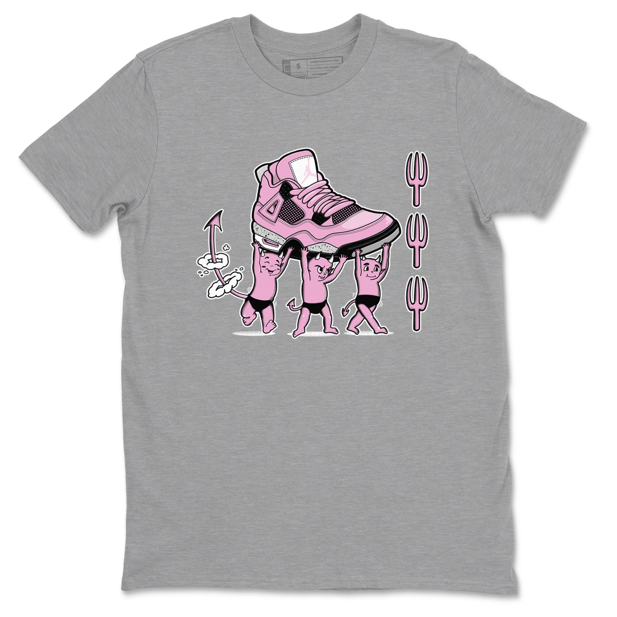 4s Retro Orchid shirts to match jordans Devil Babies sneaker match tees Air Jordan 4 WMNS Orchid match shoes to clothes SNRT Sneaker Tees unisex cotton Heather Grey 2 shirts