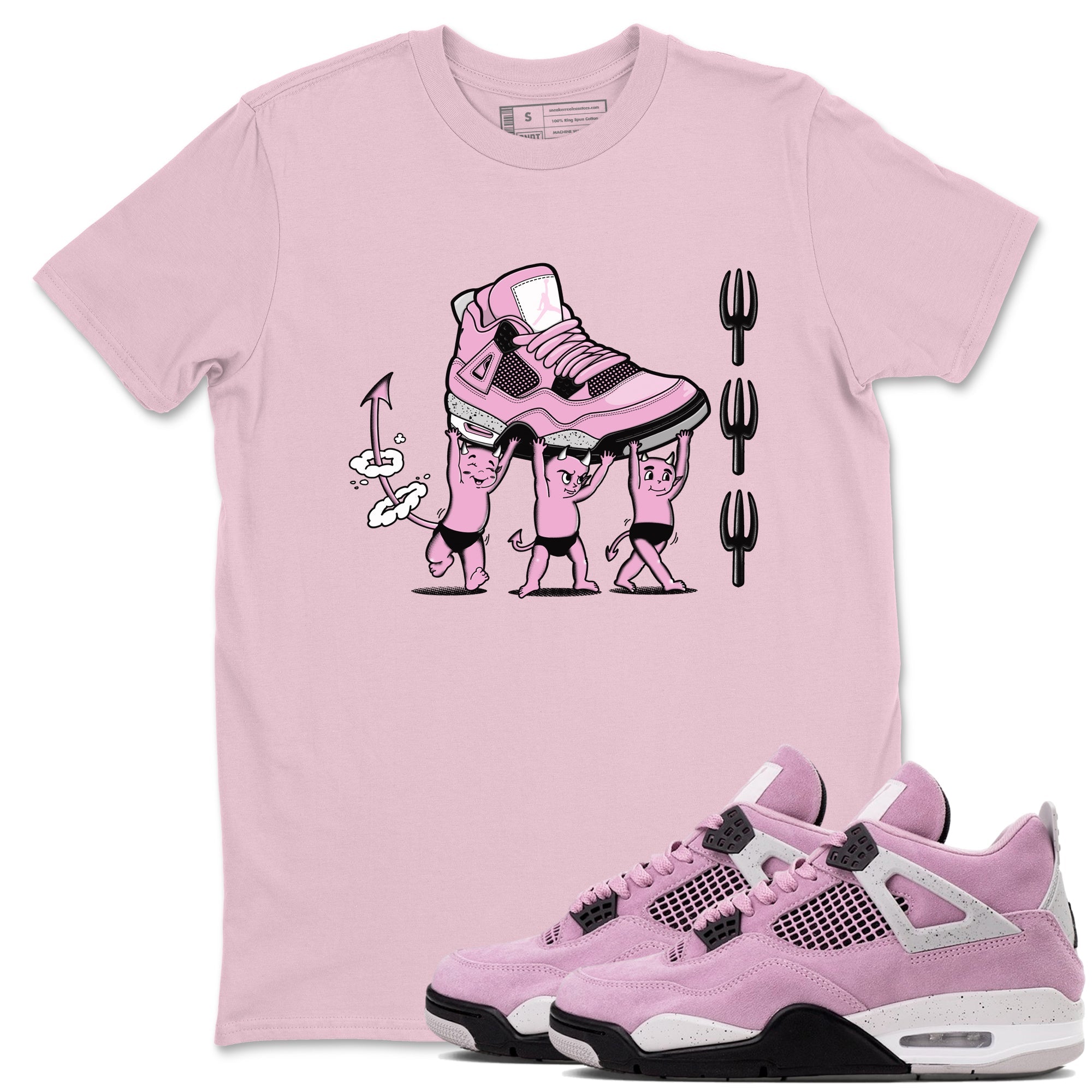 4s Retro Orchid shirts to match jordans Devil Babies sneaker match tees Air Jordan 4 WMNS Orchid match shoes to clothes SNRT Sneaker Tees unisex cotton Pink 1 shirts