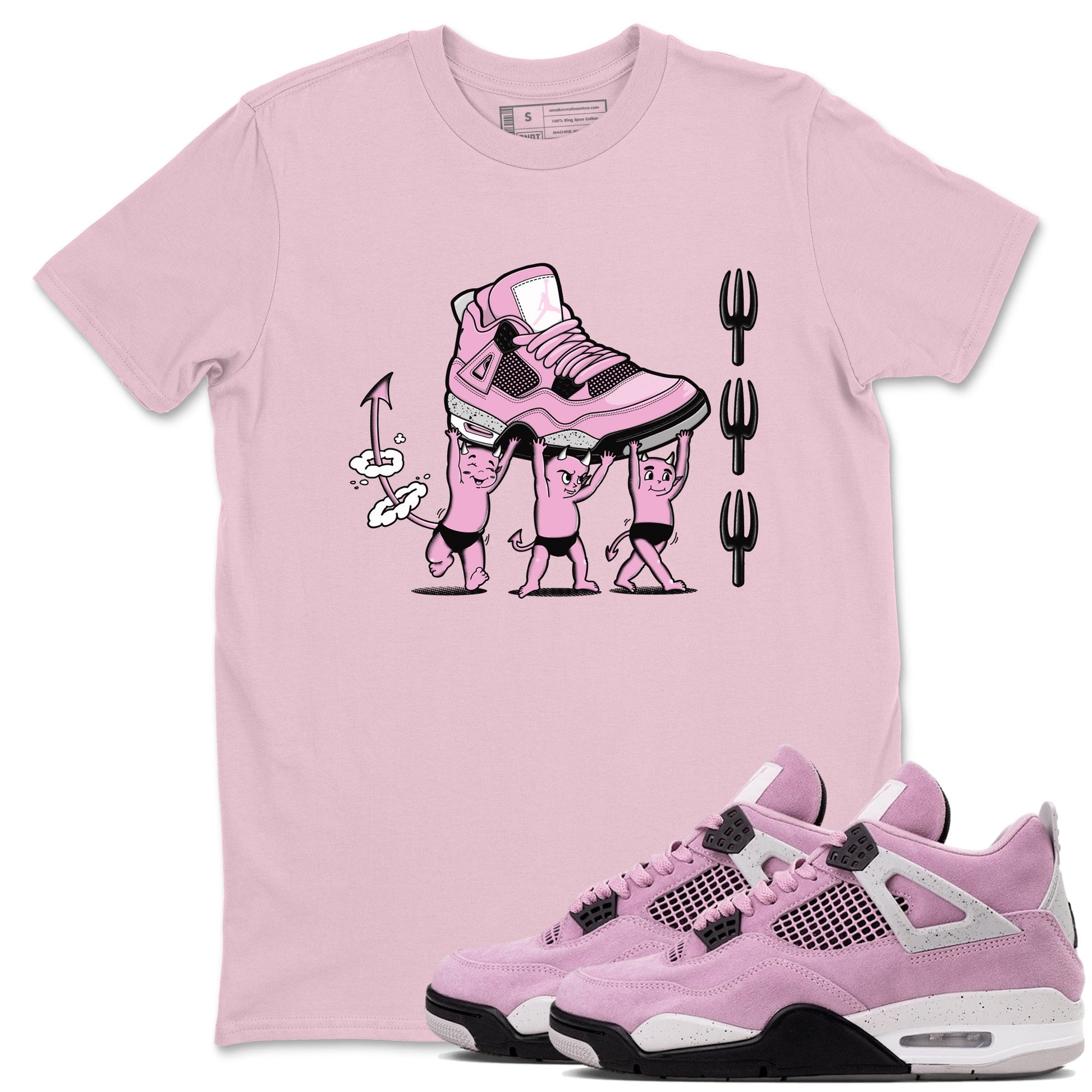 4s Retro Orchid shirts to match jordans Devil Babies sneaker match tees Air Jordan 4 WMNS Orchid match shoes to clothes SNRT Sneaker Tees unisex cotton Pink 1 shirts