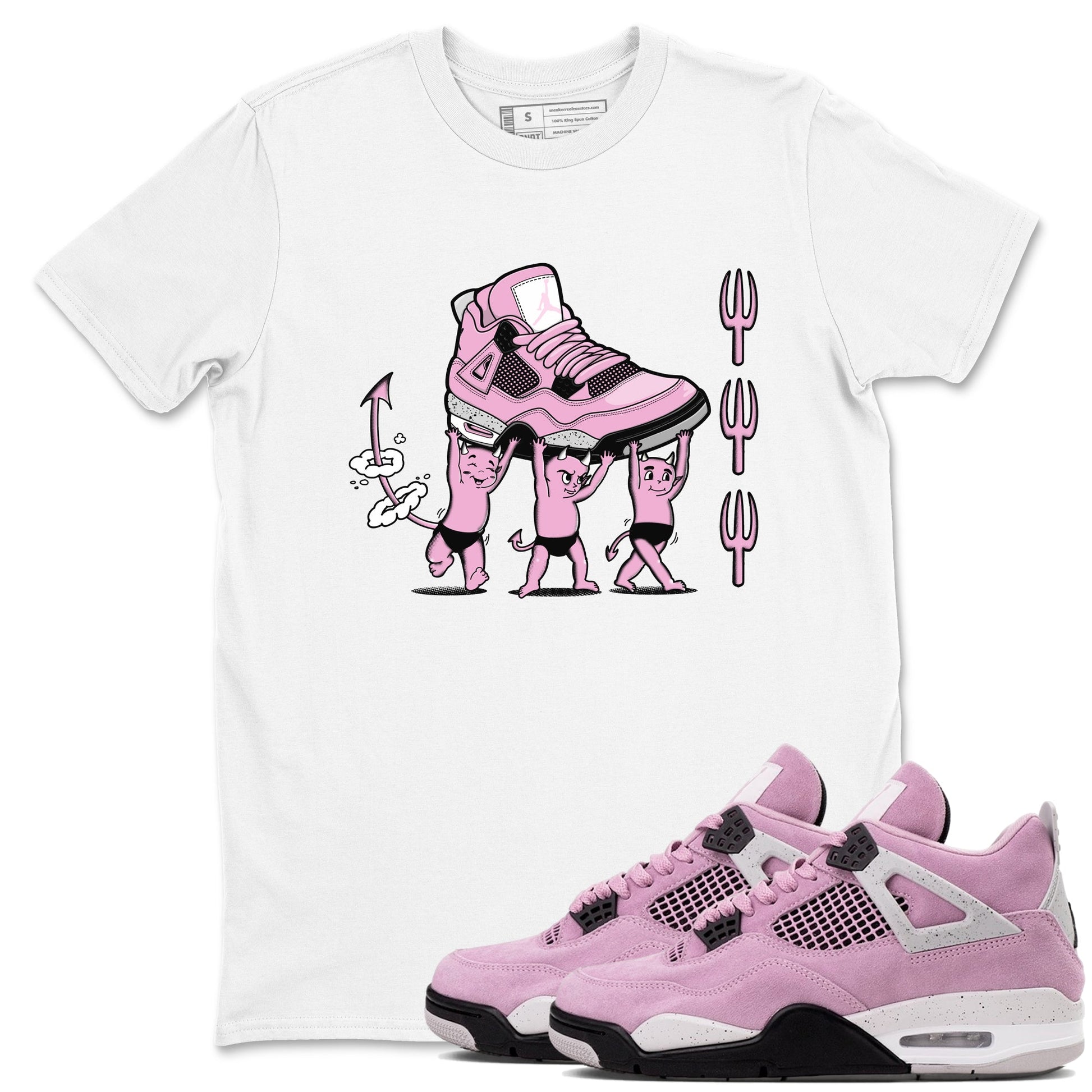 4s Retro Orchid shirts to match jordans Devil Babies sneaker match tees Air Jordan 4 WMNS Orchid match shoes to clothes SNRT Sneaker Tees unisex cotton White 1 shirts