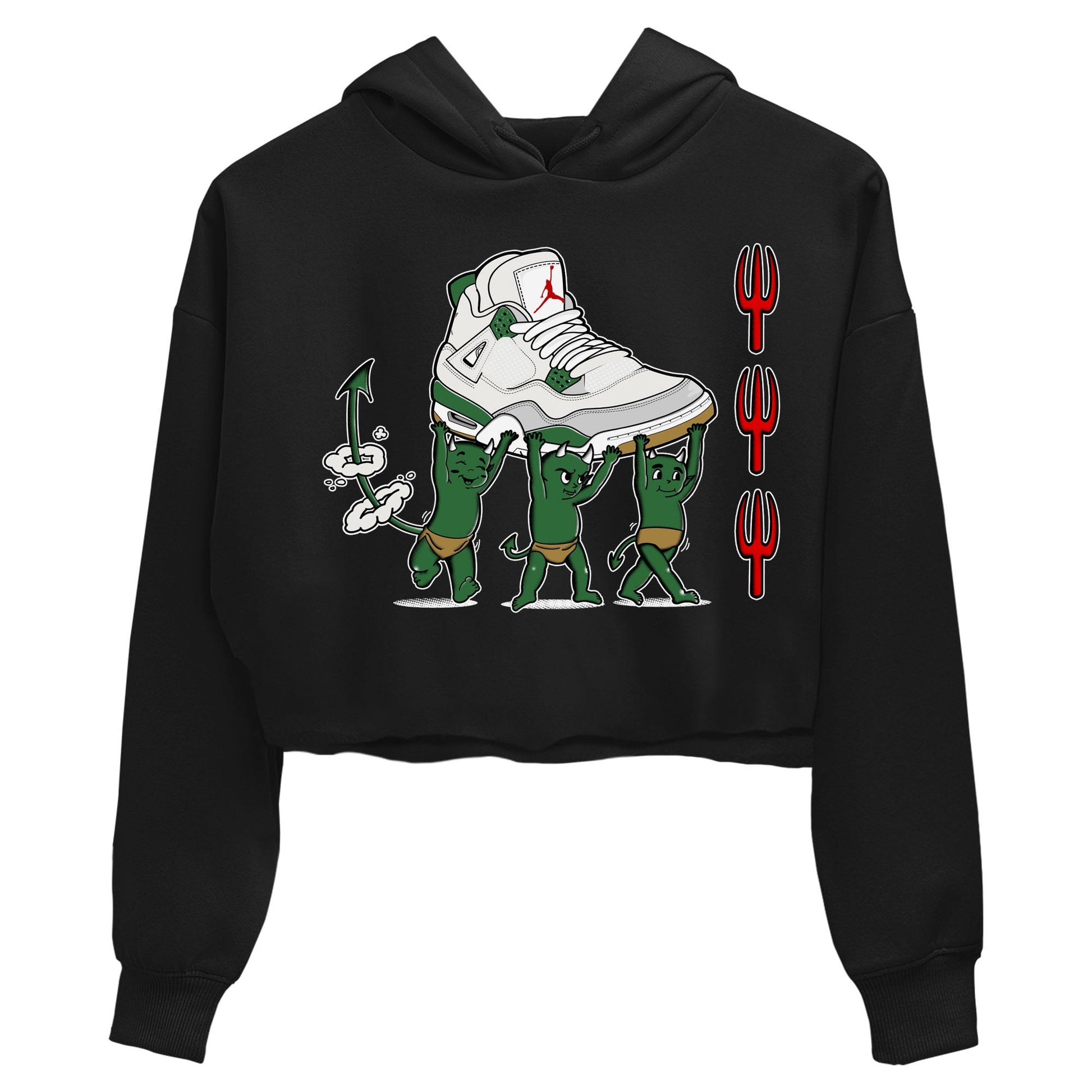 4s Pine Green shirts to match jordans Devil Babies sneaker match tees Air Jordan 4 Pine Green SNRT Sneaker Release Tees unisex cotton Black 2 Crop Shirts