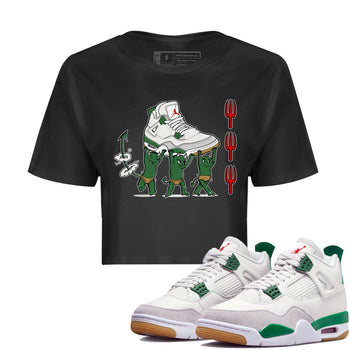 4s Pine Green shirts to match jordans Devil Babies sneaker match tees Air Jordan 4 Pine Green SNRT Sneaker Release Tees unisex cotton Black 1 Crop Shirts