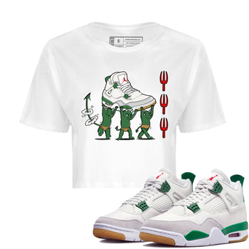 4s Pine Green shirts to match jordans Devil Babies sneaker match tees Air Jordan 4 Pine Green SNRT Sneaker Release Tees unisex cotton White 1 Crop Shirts
