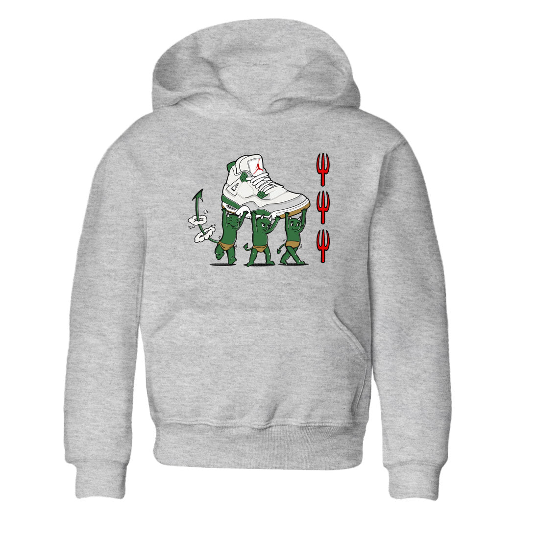 4s Pine Green shirts to match jordans Devil Babies sneaker match tees Air Jordan 4 Pine Green SNRT Sneaker Release Tees Youth Baby Heather Grey 2 crew neck shirts