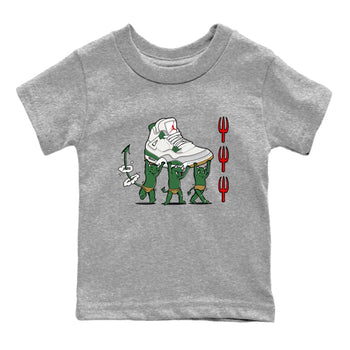 4s Pine Green shirts to match jordans Devil Babies sneaker match tees Air Jordan 4 Pine Green SNRT Sneaker Release Tees Youth Baby Heather Grey 2 crew neck shirts