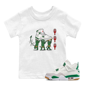 4s Pine Green shirts to match jordans Devil Babies sneaker match tees Air Jordan 4 Pine Green SNRT Sneaker Release Tees Youth Baby White 1 crew neck shirts