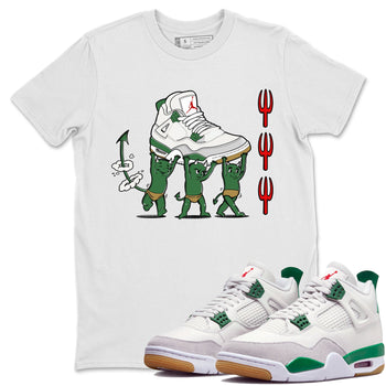4s Pine Green shirts to match jordans Devil Babies sneaker match tees Air Jordan 4 Pine Green SNRT Sneaker Release Tees unisex cotton White 1 crew neck shirts