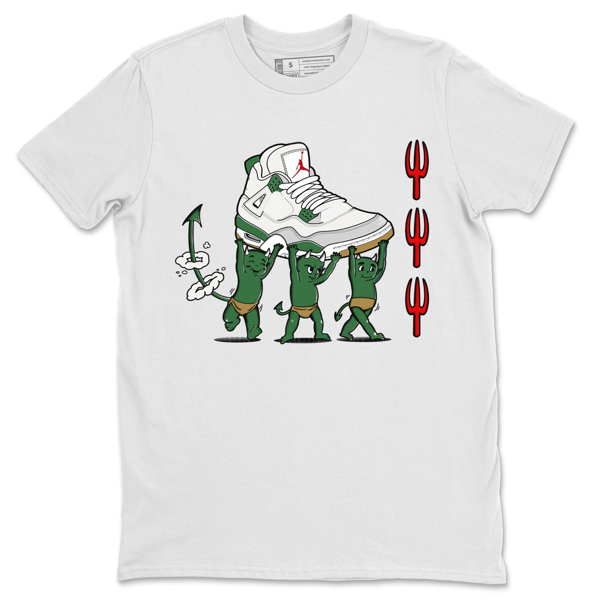 4s Pine Green shirts to match jordans Devil Babies sneaker match tees Air Jordan 4 Pine Green SNRT Sneaker Release Tees unisex cotton White 2 crew neck shirts