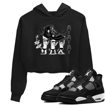 4s White Thunder shirts to match jordans Devil Babies sneaker match tees Air Jordan 4 Retro White Thunder SNRT Sneaker Release Tees unisex cotton Black 1 Crop Shirts