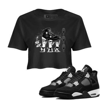 4s White Thunder shirts to match jordans Devil Babies sneaker match tees Air Jordan 4 Retro White Thunder SNRT Sneaker Release Tees unisex cotton Black 1 Crop Shirts
