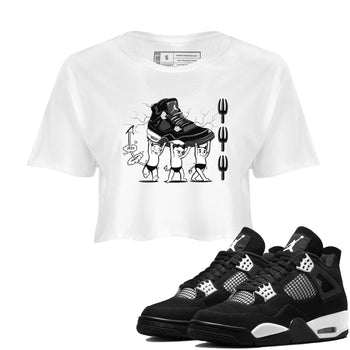 4s White Thunder shirts to match jordans Devil Babies sneaker match tees Air Jordan 4 Retro White Thunder SNRT Sneaker Release Tees unisex cotton White 1 Crop Shirts