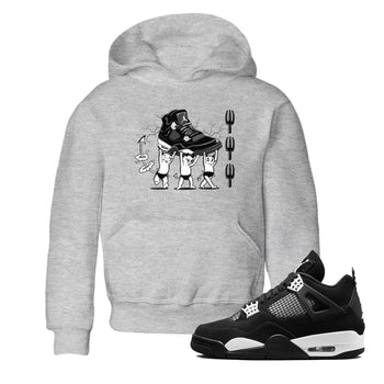 4s White Thunder shirts to match jordans Devil Babies sneaker match tees Air Jordan 4 Retro White Thunder SNRT Sneaker Release Tees Youth Baby Heather Grey 1 crew neck shirts