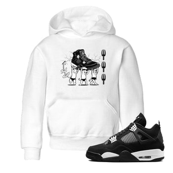 4s White Thunder shirts to match jordans Devil Babies sneaker match tees Air Jordan 4 Retro White Thunder SNRT Sneaker Release Tees Youth Baby White 1 crew neck shirts