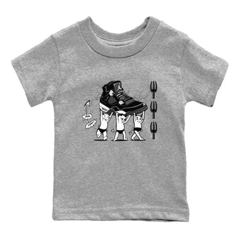 4s White Thunder shirts to match jordans Devil Babies sneaker match tees Air Jordan 4 Retro White Thunder SNRT Sneaker Release Tees Youth Baby Heather Grey 2 crew neck shirts