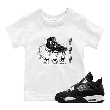 4s White Thunder shirts to match jordans Devil Babies sneaker match tees Air Jordan 4 Retro White Thunder SNRT Sneaker Release Tees Youth Baby White 1 crew neck shirts