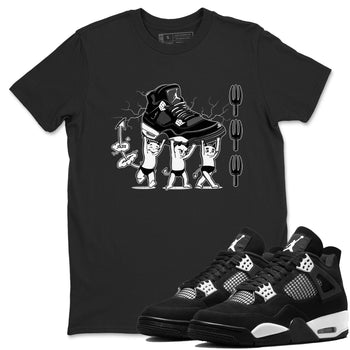 4s White Thunder shirts to match jordans Devil Babies sneaker match tees Air Jordan 4 Retro White Thunder SNRT Sneaker Release Tees unisex cotton Black 1 crew neck shirts