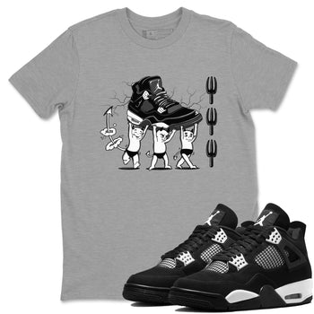 4s White Thunder shirts to match jordans Devil Babies sneaker match tees Air Jordan 4 Retro White Thunder SNRT Sneaker Release Tees unisex cotton Heather Grey 1 crew neck shirts
