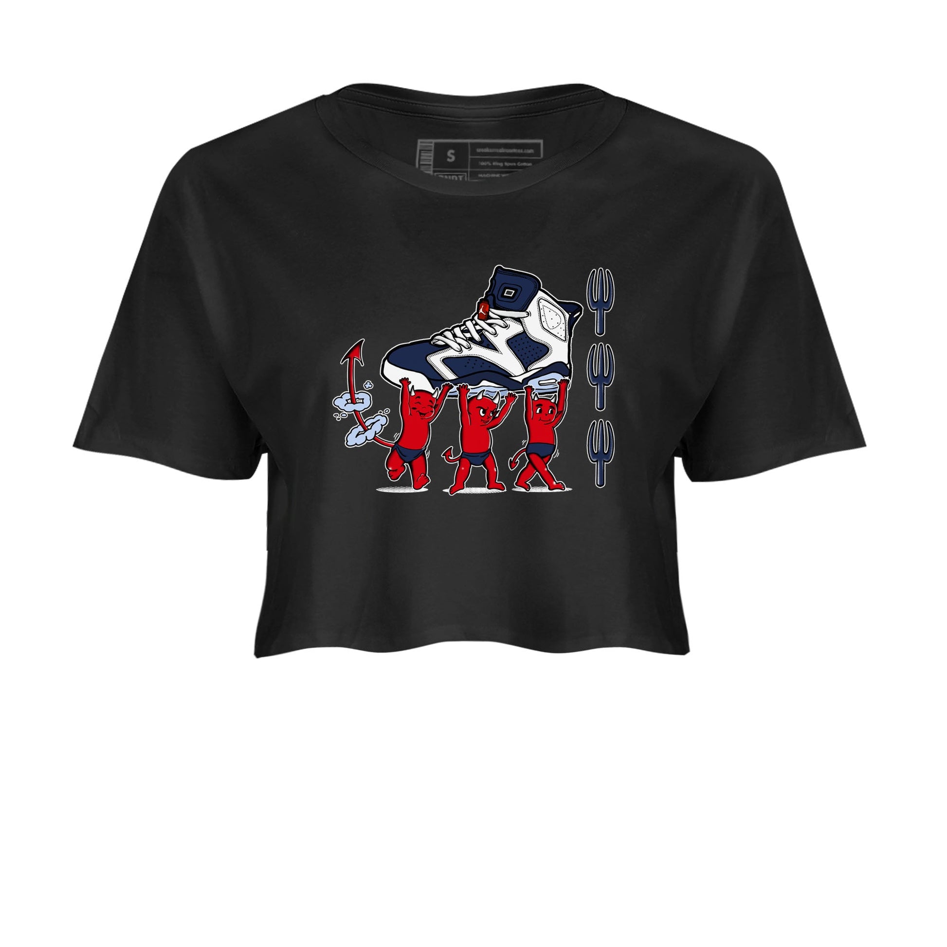 6s White And Midnight Navy shirts to match jordans Devil Babies sneaker match tees Air Jordan 6 White And Midnight Navy SNRT Sneaker Release Tees unisex cotton Black 2 Crop Shirts