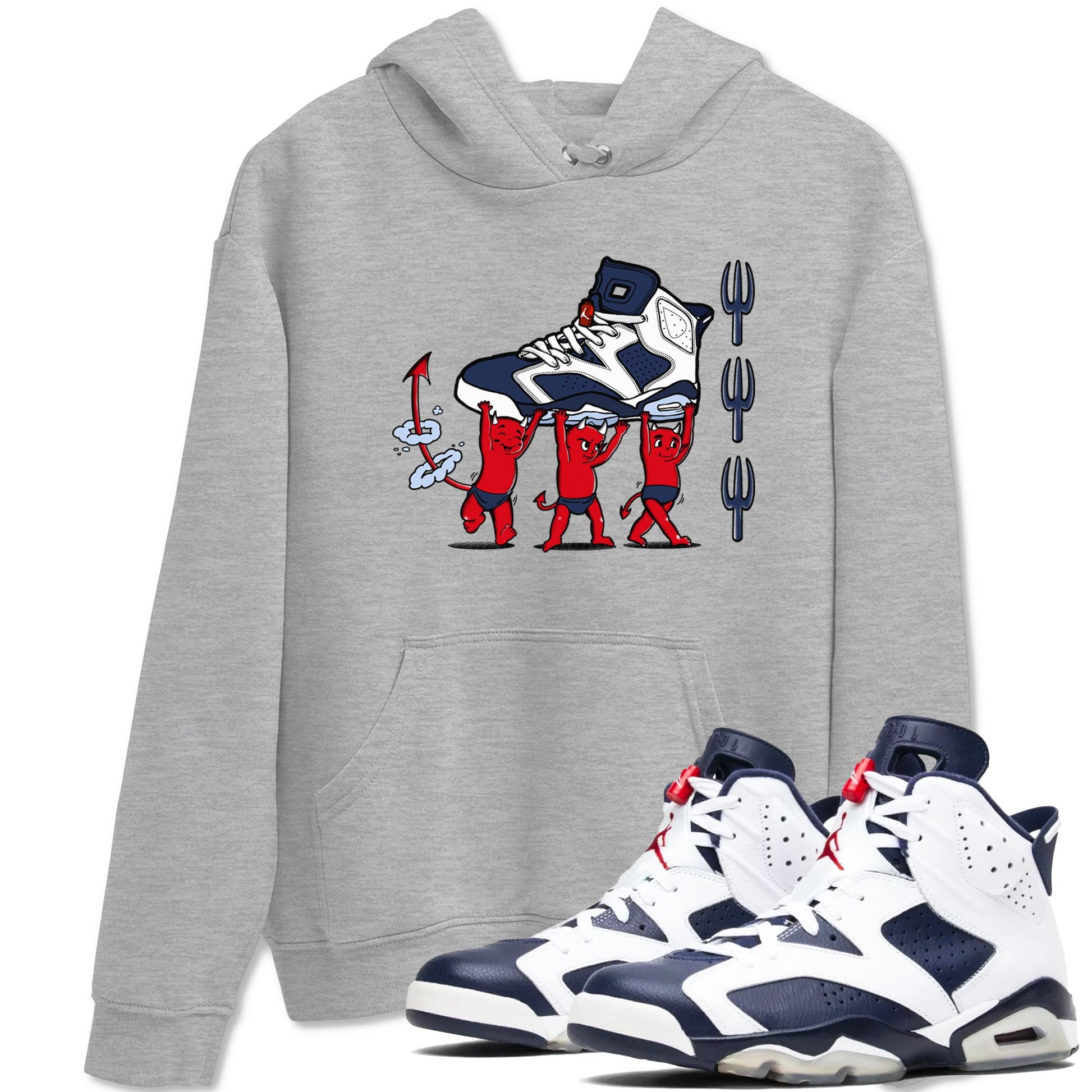 6s White And Midnight Navy shirts to match jordans Devil Babies sneaker match tees Air Jordan 6 White And Midnight Navy SNRT Sneaker Release Tees unisex cotton Heather Grey 1 crew neck shirts