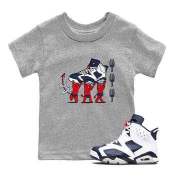 6s White And Midnight Navy shirts to match jordans Devil Babies sneaker match tees Air Jordan 6 White And Midnight Navy SNRT Sneaker Release Tees Youth Baby Heather Grey 1 crew neck shirts
