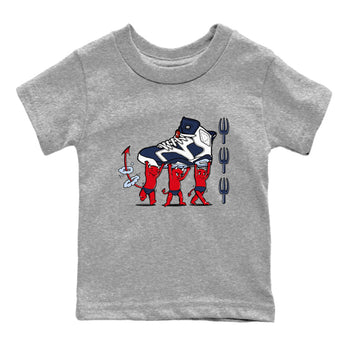 6s White And Midnight Navy shirts to match jordans Devil Babies sneaker match tees Air Jordan 6 White And Midnight Navy SNRT Sneaker Release Tees Youth Baby Heather Grey 2 crew neck shirts