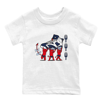 6s White And Midnight Navy shirts to match jordans Devil Babies sneaker match tees Air Jordan 6 White And Midnight Navy SNRT Sneaker Release Tees Youth Baby White 2 crew neck shirts