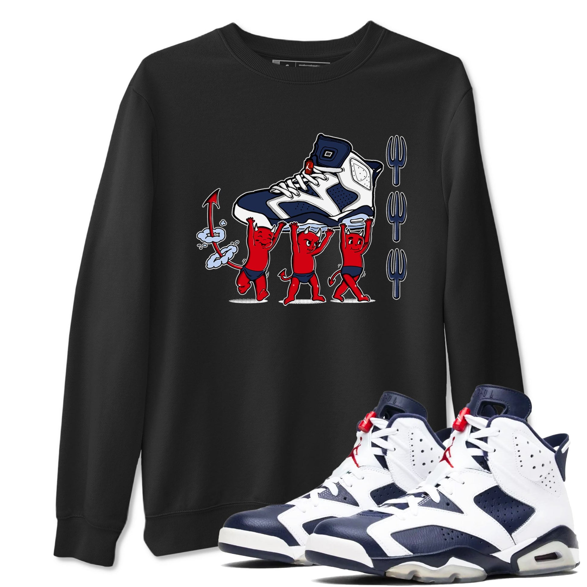 6s White And Midnight Navy shirts to match jordans Devil Babies sneaker match tees Air Jordan 6 White And Midnight Navy SNRT Sneaker Release Tees unisex cotton Black 1 crew neck shirts