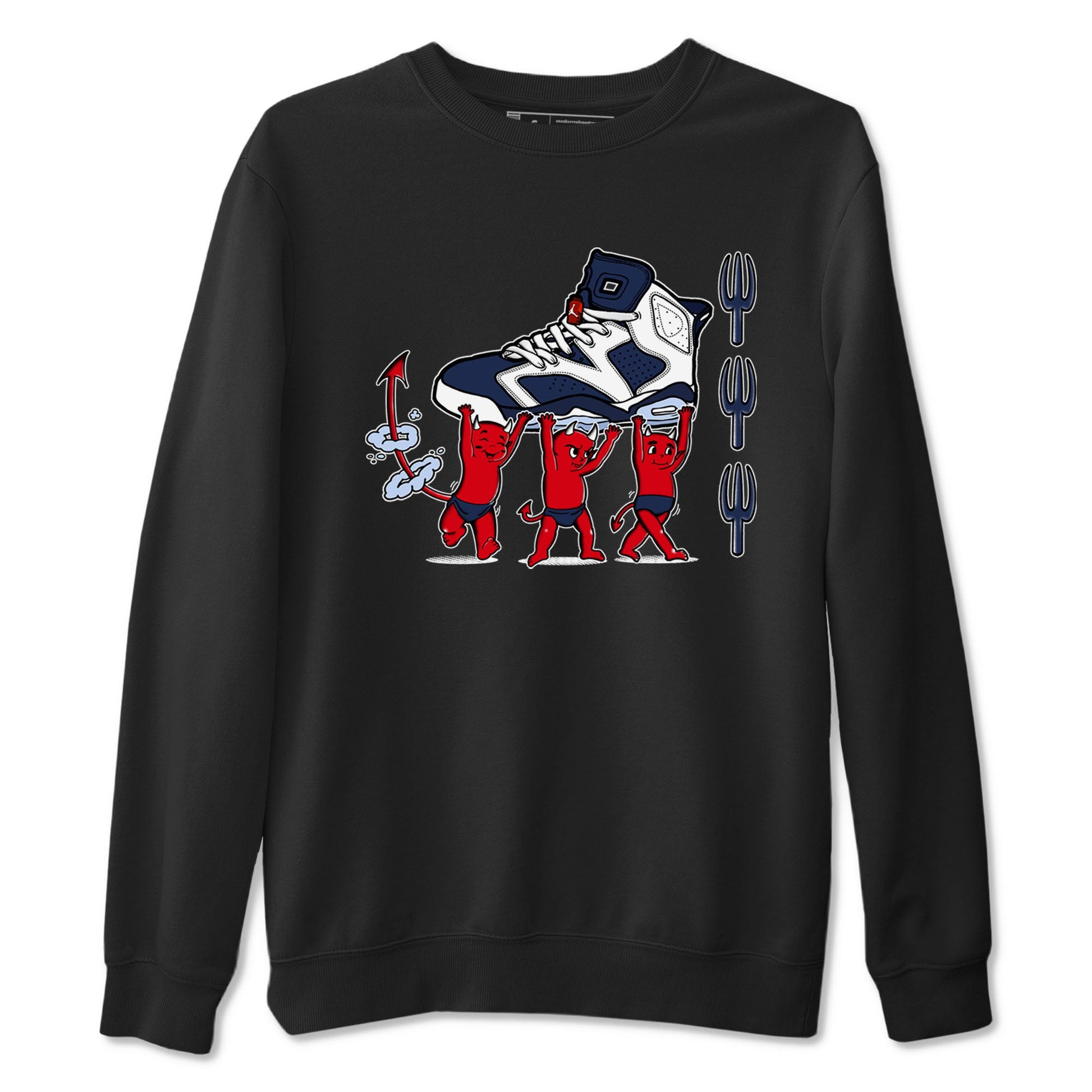 6s White And Midnight Navy shirts to match jordans Devil Babies sneaker match tees Air Jordan 6 White And Midnight Navy SNRT Sneaker Release Tees unisex cotton Black 2 crew neck shirts