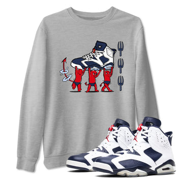 6s White And Midnight Navy shirts to match jordans Devil Babies sneaker match tees Air Jordan 6 White And Midnight Navy SNRT Sneaker Release Tees unisex cotton Heather Grey 1 crew neck shirts