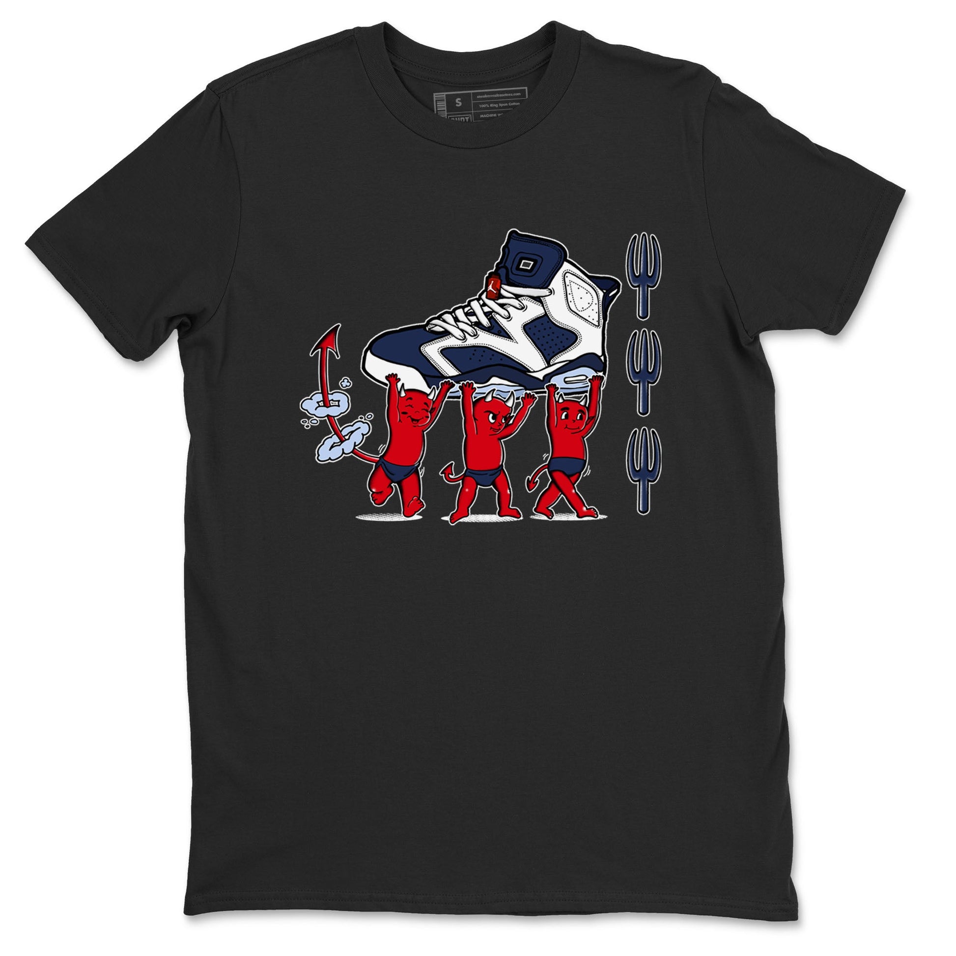 6s White And Midnight Navy shirts to match jordans Devil Babies sneaker match tees Air Jordan 6 White And Midnight Navy SNRT Sneaker Release Tees unisex cotton Black 2 crew neck shirts