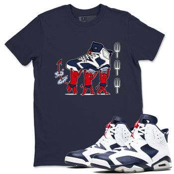 6s White And Midnight Navy shirts to match jordans Devil Babies sneaker match tees Air Jordan 6 White And Midnight Navy SNRT Sneaker Release Tees unisex cotton Navy 1 crew neck shirts