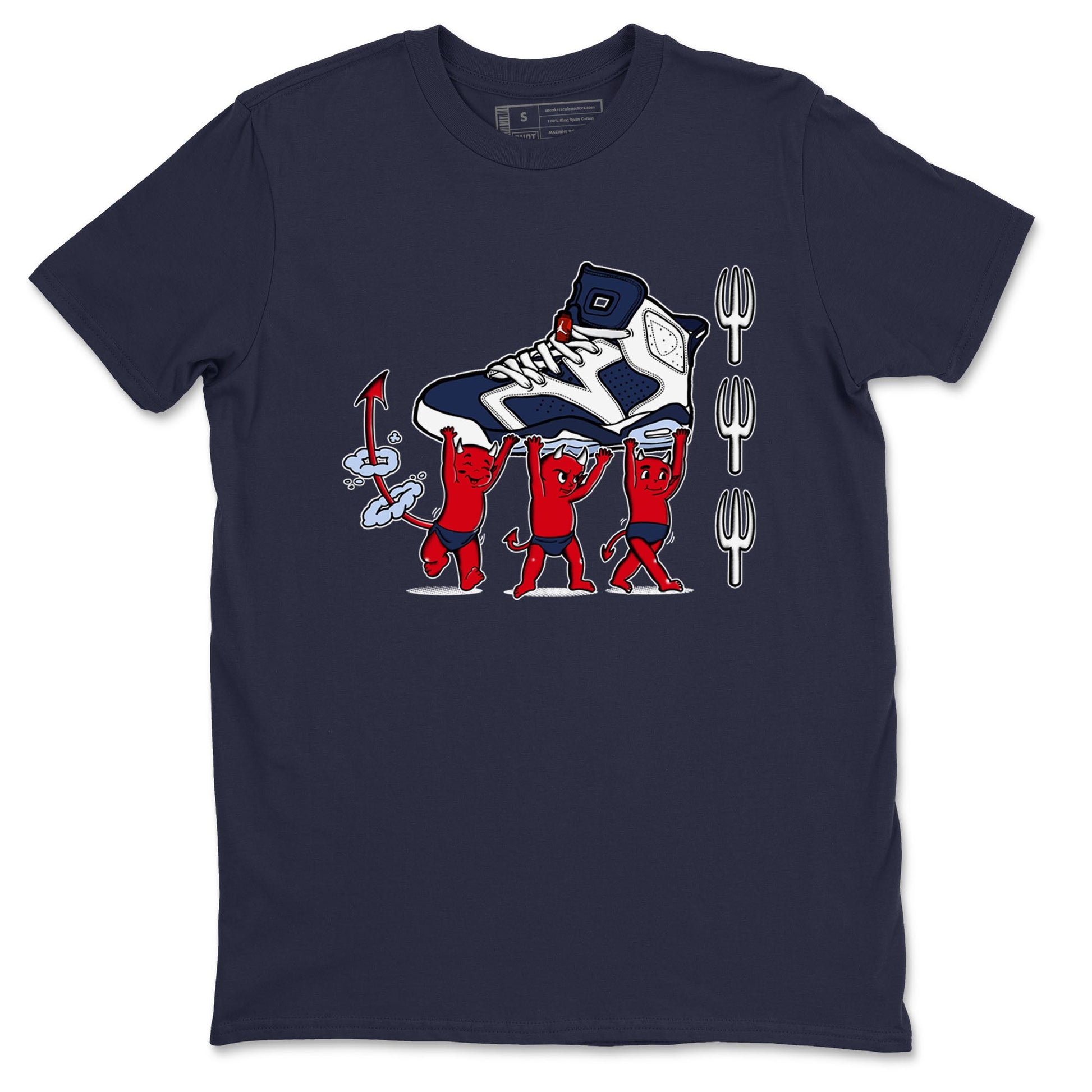 6s White And Midnight Navy shirts to match jordans Devil Babies sneaker match tees Air Jordan 6 White And Midnight Navy SNRT Sneaker Release Tees unisex cotton Navy 2 crew neck shirts