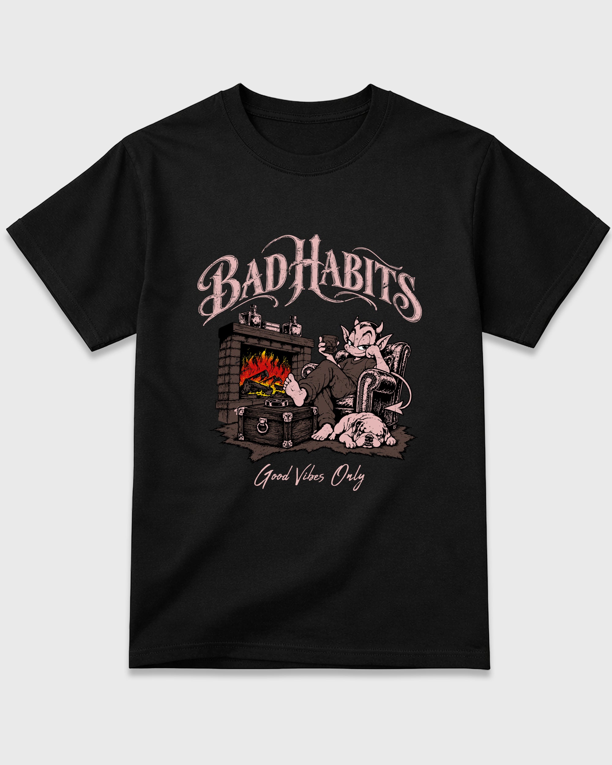 Devil's Lounge Graphic T-Shirt featuring original streetwear artwork designed to match the Air Jordan 3 Fireside. Black 2 Graphic T-Shirt.