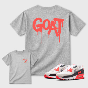 Diamond Goat sneaker match t-shirt styled to complete your fit with the Air Max 90 Infrared sneakers, double side graphic tee.