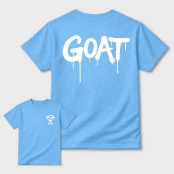 Diamond Goat sneaker match t-shirt styled to complete your fit with the sneakers, shown in Carolina Blue.