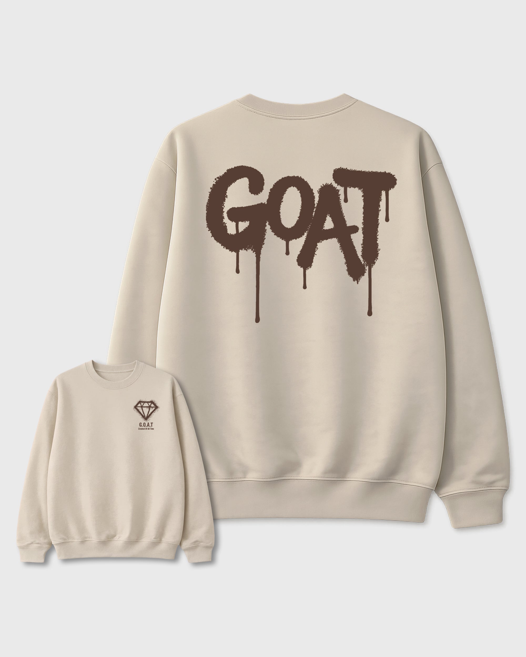 Diamond Goat Natural Graphic Sweatshirt - 3, a graphic streetwear sweatshirt inspired by Air Jordan 12 Fireside sneakers for an easy coordinated sneaker fit.