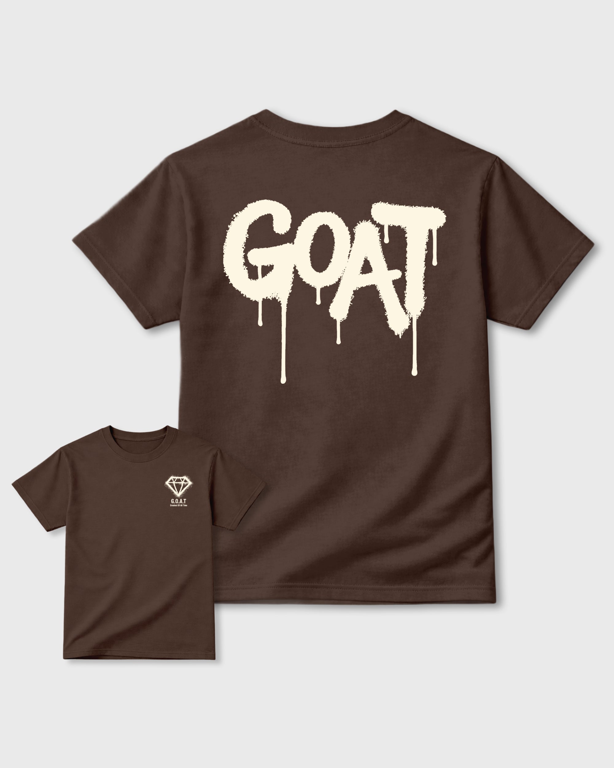 Diamond Goat Dark Chocolate Front & Back Graphic T-Shirt - 3, sneaker matching shirt designed to pair with Air Jordan 12 Fireside sneakers for a coordinated streetwear outfit.